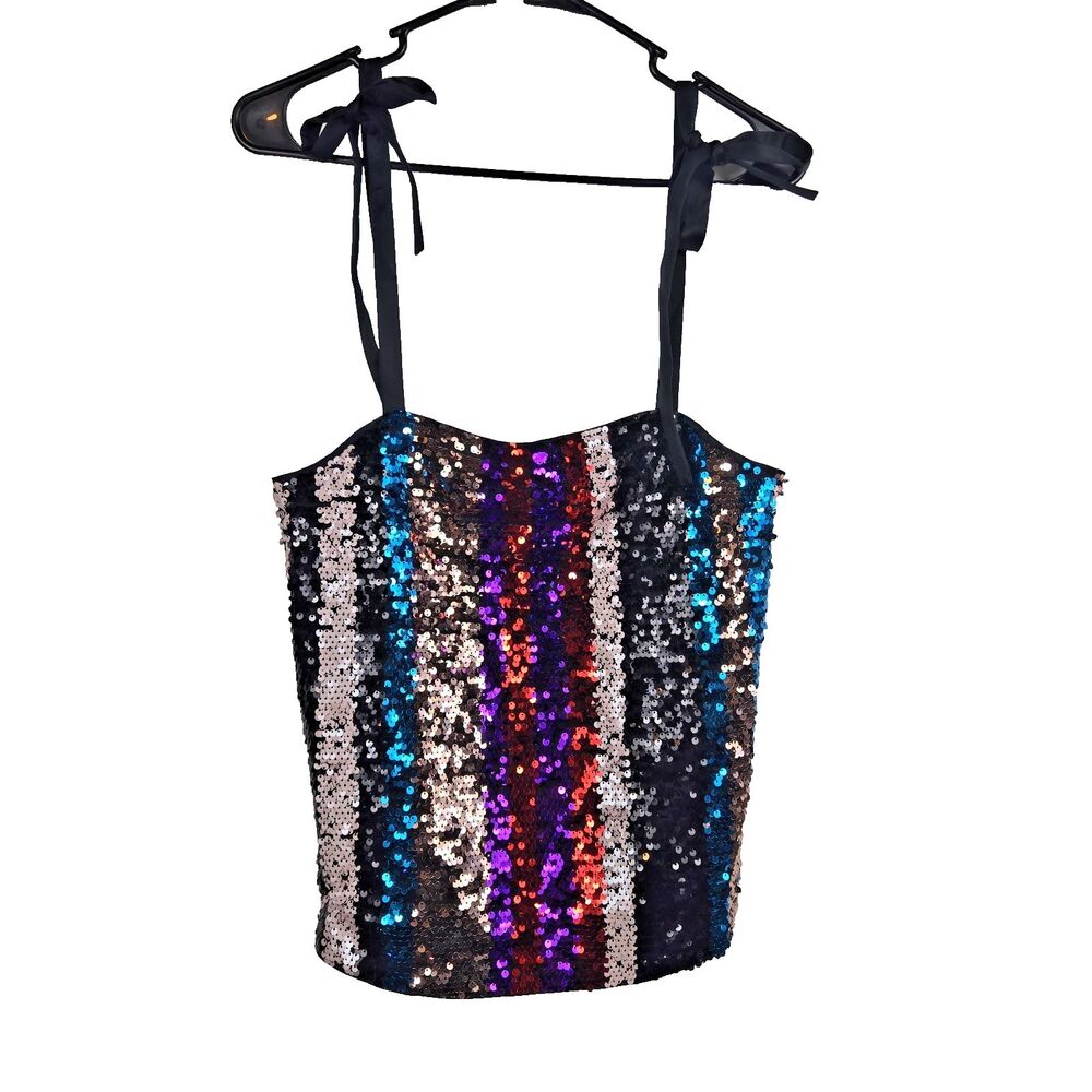 Armani Exchange Women's Size Small Sequin Tie Shoulder Tank Top NWT